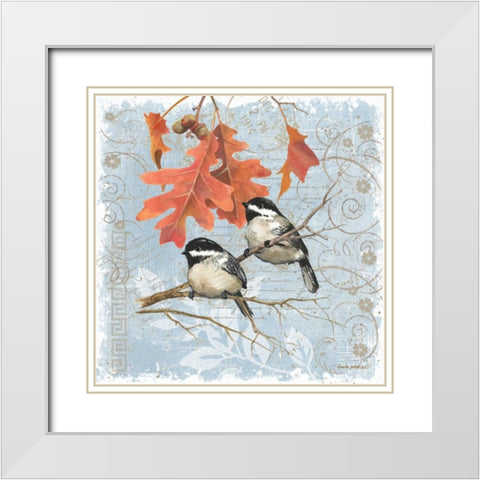 Chickadees IV White Modern Wood Framed Art Print with Double Matting by Phillips, Anita