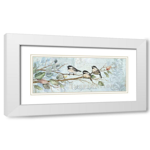 Chickadee Inspiration White Modern Wood Framed Art Print with Double Matting by Phillips, Anita