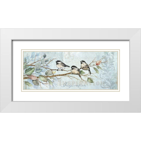 Chickadee Inspiration White Modern Wood Framed Art Print with Double Matting by Phillips, Anita