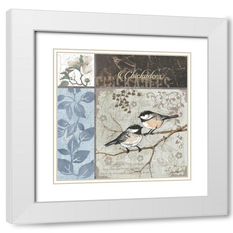Chickadee Sampler II White Modern Wood Framed Art Print with Double Matting by Phillips, Anita
