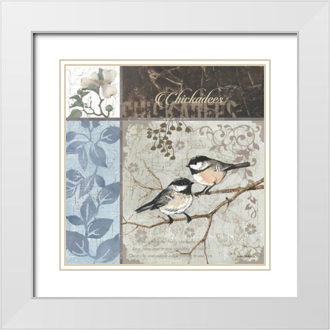 Chickadee Sampler II White Modern Wood Framed Art Print with Double Matting by Phillips, Anita