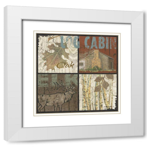 Log Cabin White Modern Wood Framed Art Print with Double Matting by Phillips, Anita