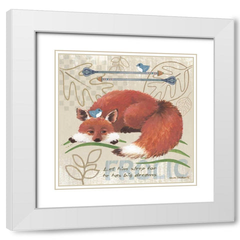 Lil Boys Fox White Modern Wood Framed Art Print with Double Matting by Phillips, Anita