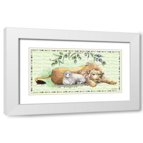 Lion and Lamb White Modern Wood Framed Art Print with Double Matting by Phillips, Anita