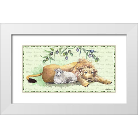 Lion and Lamb White Modern Wood Framed Art Print with Double Matting by Phillips, Anita