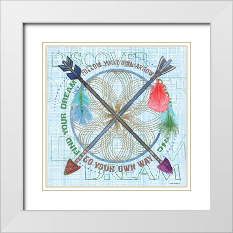 Boys Dream Catcher White Modern Wood Framed Art Print with Double Matting by Phillips, Anita
