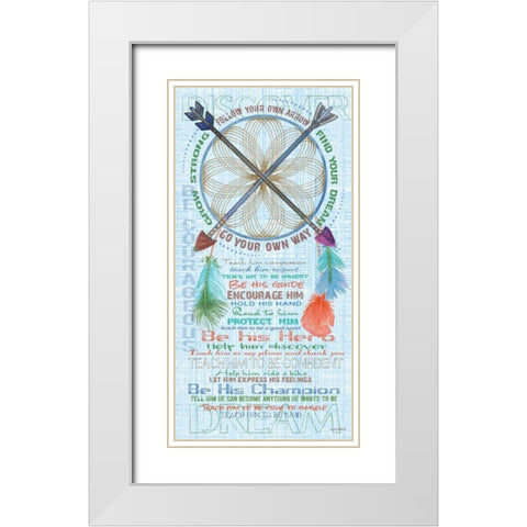 Boys Dream Catcher White Modern Wood Framed Art Print with Double Matting by Phillips, Anita