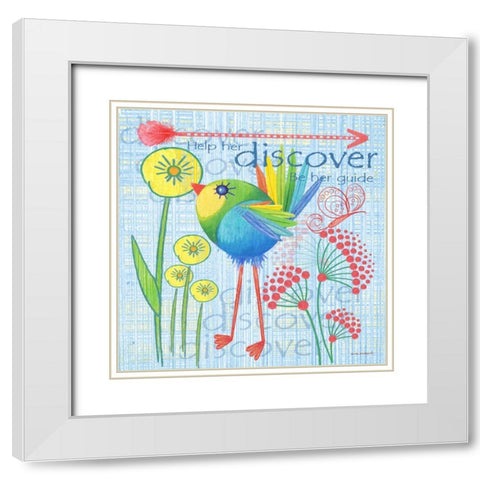 Lil Bird III White Modern Wood Framed Art Print with Double Matting by Phillips, Anita