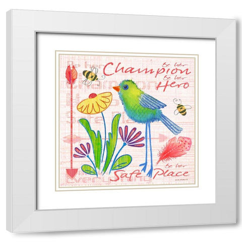 Lil Bird IV White Modern Wood Framed Art Print with Double Matting by Phillips, Anita