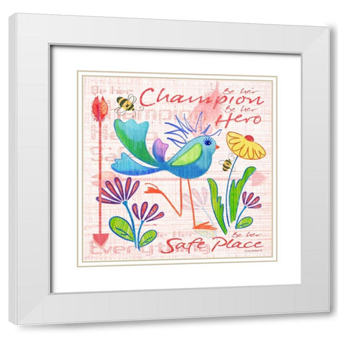 Lil Bird V White Modern Wood Framed Art Print with Double Matting by Phillips, Anita