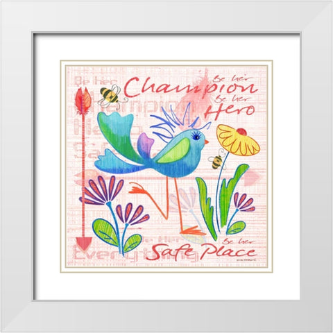 Lil Bird V White Modern Wood Framed Art Print with Double Matting by Phillips, Anita