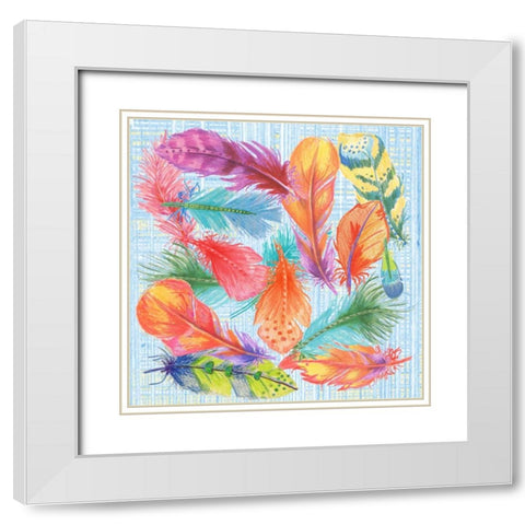 Lil Bird Feathers White Modern Wood Framed Art Print with Double Matting by Phillips, Anita