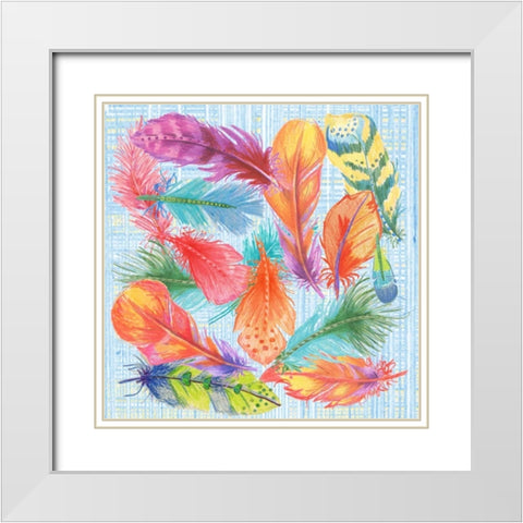 Lil Bird Feathers White Modern Wood Framed Art Print with Double Matting by Phillips, Anita