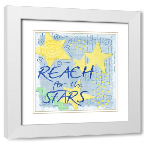 Reach for the Stars White Modern Wood Framed Art Print with Double Matting by Phillips, Anita