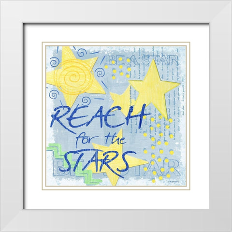 Reach for the Stars White Modern Wood Framed Art Print with Double Matting by Phillips, Anita