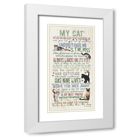 My Cat White Modern Wood Framed Art Print with Double Matting by Phillips, Anita