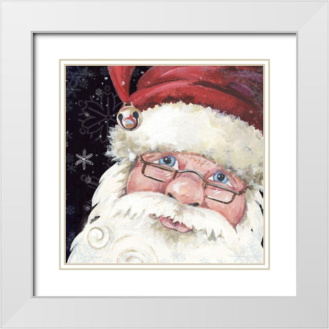 Santa Selfie White Modern Wood Framed Art Print with Double Matting by Phillips, Anita