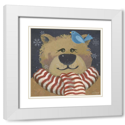 Christmas Bear White Modern Wood Framed Art Print with Double Matting by Phillips, Anita