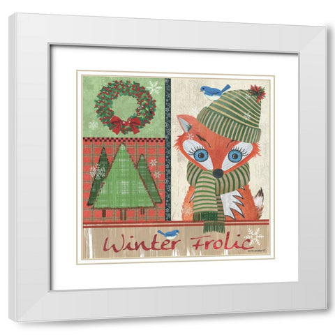 Christmas Frolic White Modern Wood Framed Art Print with Double Matting by Phillips, Anita