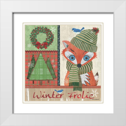 Christmas Frolic White Modern Wood Framed Art Print with Double Matting by Phillips, Anita