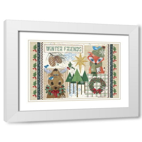 Winter Friends White Modern Wood Framed Art Print with Double Matting by Phillips, Anita