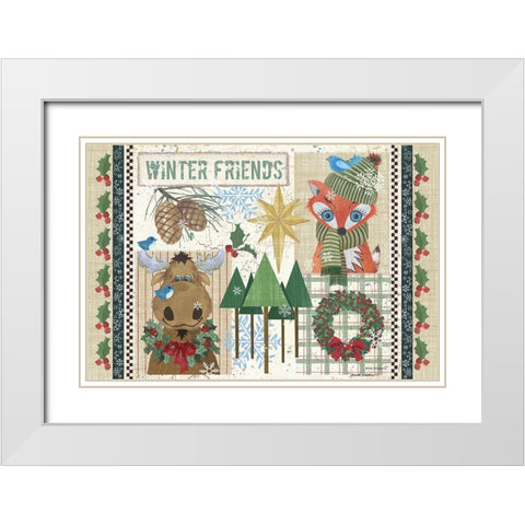 Winter Friends White Modern Wood Framed Art Print with Double Matting by Phillips, Anita