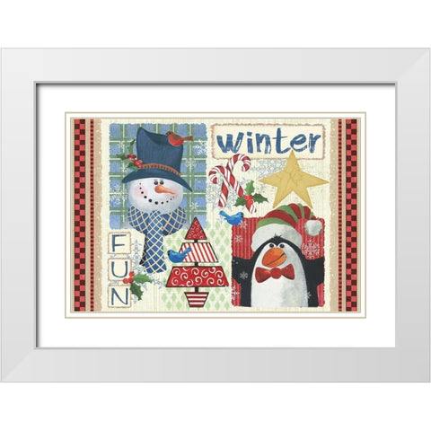 Winter Fun White Modern Wood Framed Art Print with Double Matting by Phillips, Anita
