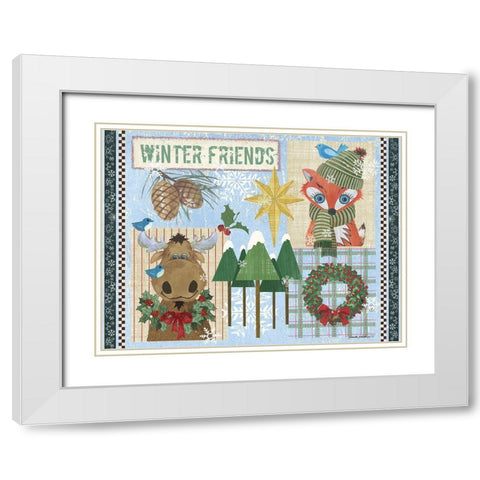 Winter Friends Blue White Modern Wood Framed Art Print with Double Matting by Phillips, Anita