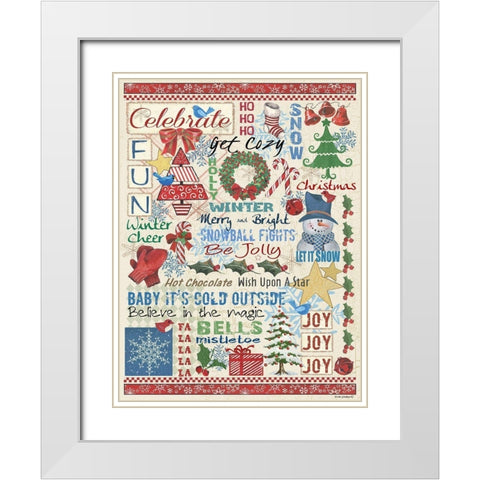 Celebrate Sampler White Modern Wood Framed Art Print with Double Matting by Phillips, Anita