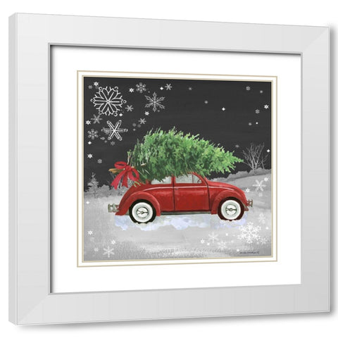 Red Car on Black White Modern Wood Framed Art Print with Double Matting by Phillips, Anita