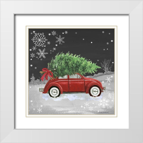 Red Car on Black White Modern Wood Framed Art Print with Double Matting by Phillips, Anita