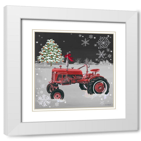 Red Tractor on Black White Modern Wood Framed Art Print with Double Matting by Phillips, Anita