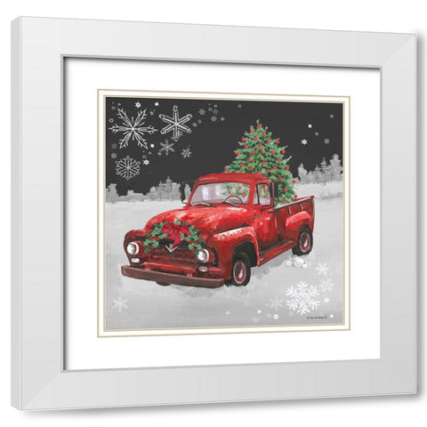 Red Truck on Black White Modern Wood Framed Art Print with Double Matting by Phillips, Anita