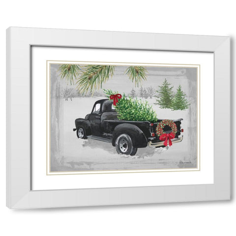 Old Black Truck White Modern Wood Framed Art Print with Double Matting by Phillips, Anita