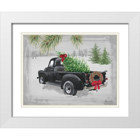 Old Black Truck White Modern Wood Framed Art Print with Double Matting by Phillips, Anita