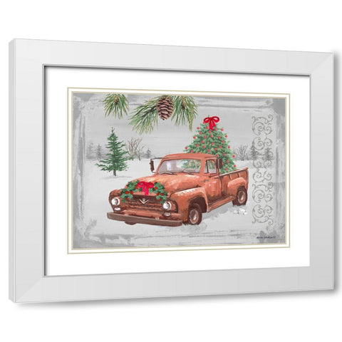 Old Orange Truck White Modern Wood Framed Art Print with Double Matting by Phillips, Anita