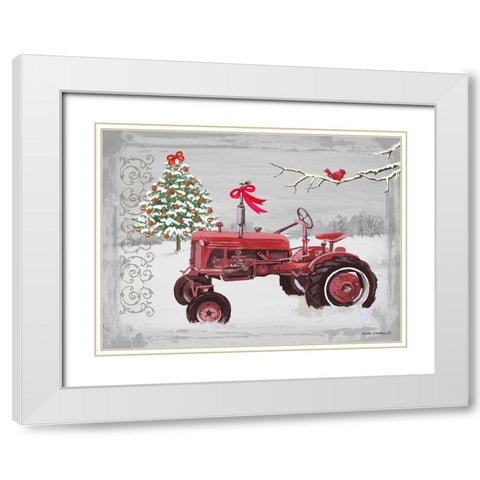 Old Tractor White Modern Wood Framed Art Print with Double Matting by Phillips, Anita