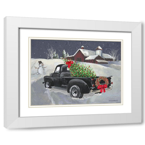 Old Truck and Barn White Modern Wood Framed Art Print with Double Matting by Phillips, Anita