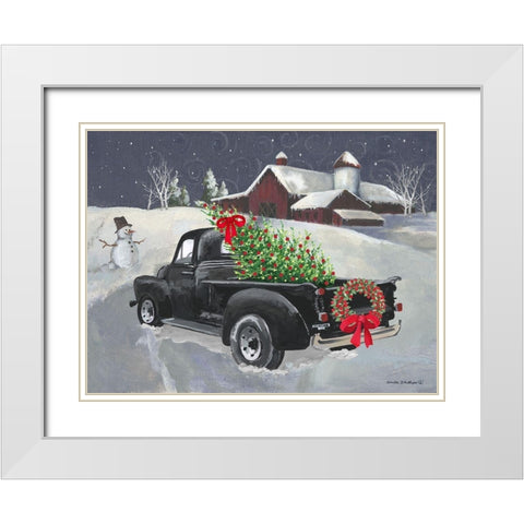 Old Truck and Barn White Modern Wood Framed Art Print with Double Matting by Phillips, Anita