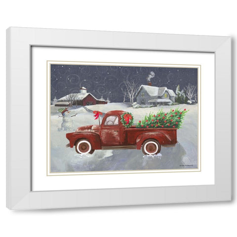 Old Truck and House II White Modern Wood Framed Art Print with Double Matting by Phillips, Anita