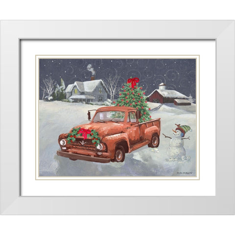 Old Truck and House White Modern Wood Framed Art Print with Double Matting by Phillips, Anita