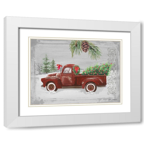 Red Truck White Modern Wood Framed Art Print with Double Matting by Phillips, Anita