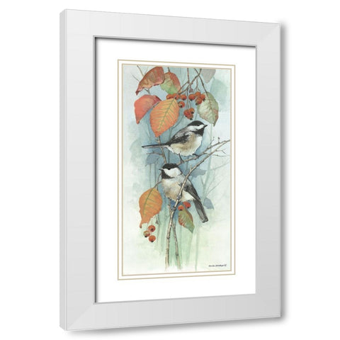 New Chickadee I White Modern Wood Framed Art Print with Double Matting by Phillips, Anita