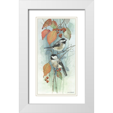 New Chickadee I White Modern Wood Framed Art Print with Double Matting by Phillips, Anita