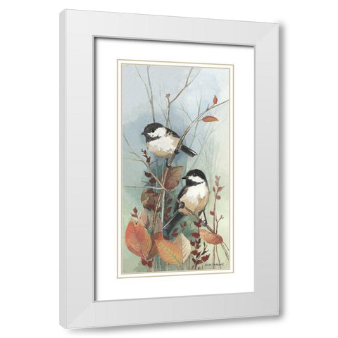 New Chickadee II White Modern Wood Framed Art Print with Double Matting by Phillips, Anita