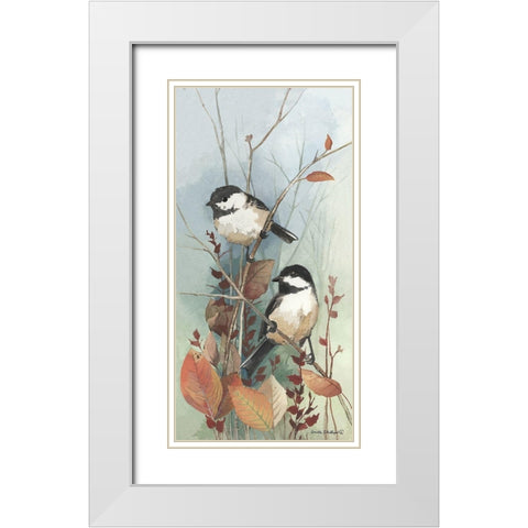 New Chickadee II White Modern Wood Framed Art Print with Double Matting by Phillips, Anita