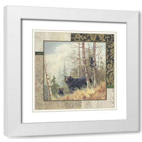 Black Bears with Border White Modern Wood Framed Art Print with Double Matting by Phillips, Anita