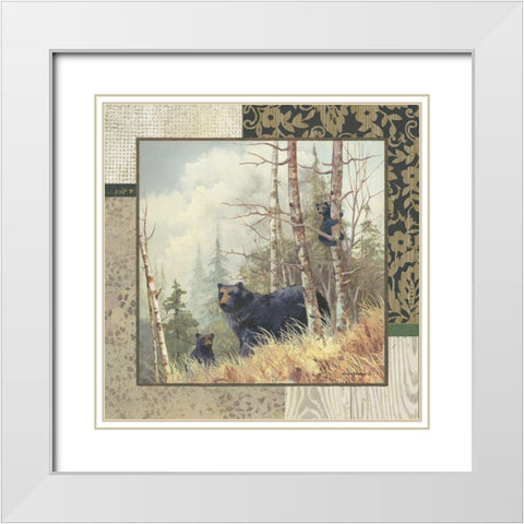Black Bears with Border White Modern Wood Framed Art Print with Double Matting by Phillips, Anita