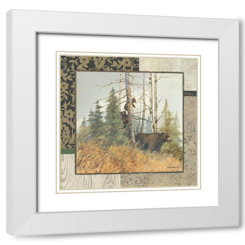 Brown Bears with Border White Modern Wood Framed Art Print with Double Matting by Phillips, Anita