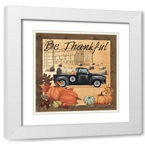 Be Thankful II White Modern Wood Framed Art Print with Double Matting by Phillips, Anita